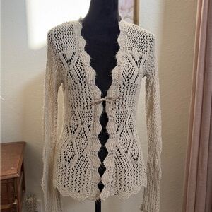 Vanity Beige Open-Knit Cardigan
